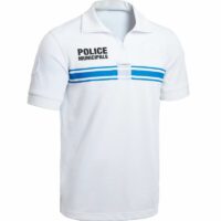 Polo manches courtes Police Municipale Blanc de face